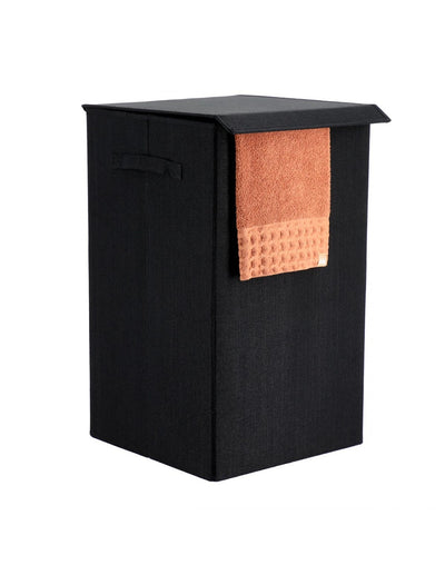Cesta Para Ropa Rectangular Plegable Con Tapa (Negro) De Poliéster