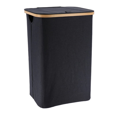 Cesta Para Ropa Rectangular Plegable Con Tapa (Negro) De Poliéster