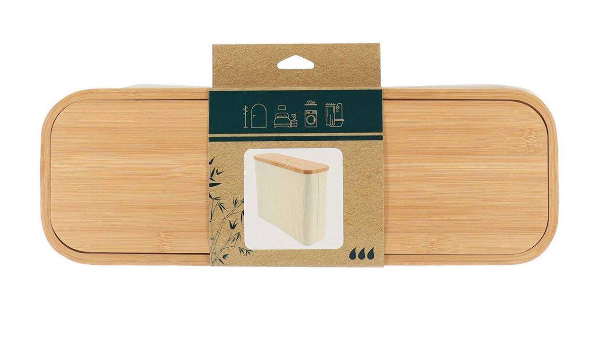 Porta Rollos Tapa Bambú Para Rollos De  Papel Higiénico De Poliéster