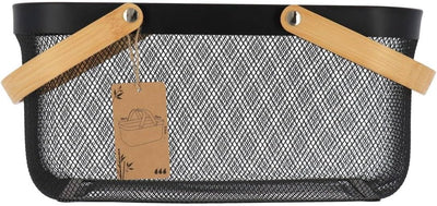 Cesta Rectangular Asas De Bambú (Negro) De Metal