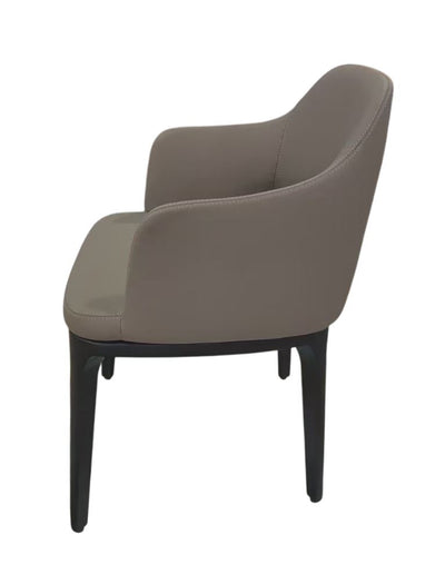 Sillón Tapizado Cuero (Topo) Estructura De Madera