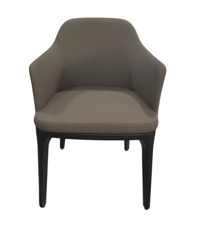 Sillón Tapizado Cuero (Topo) Estructura De Madera