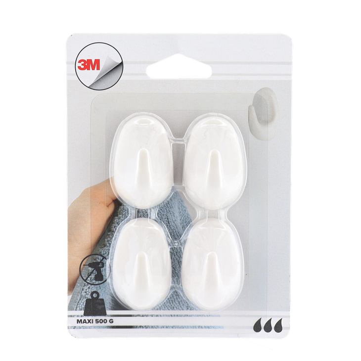 Set De 4 Ganchos (Blancos) De Pared De Plástico