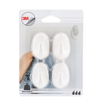 Set De 4 Ganchos (Blancos) De Pared De Plástico