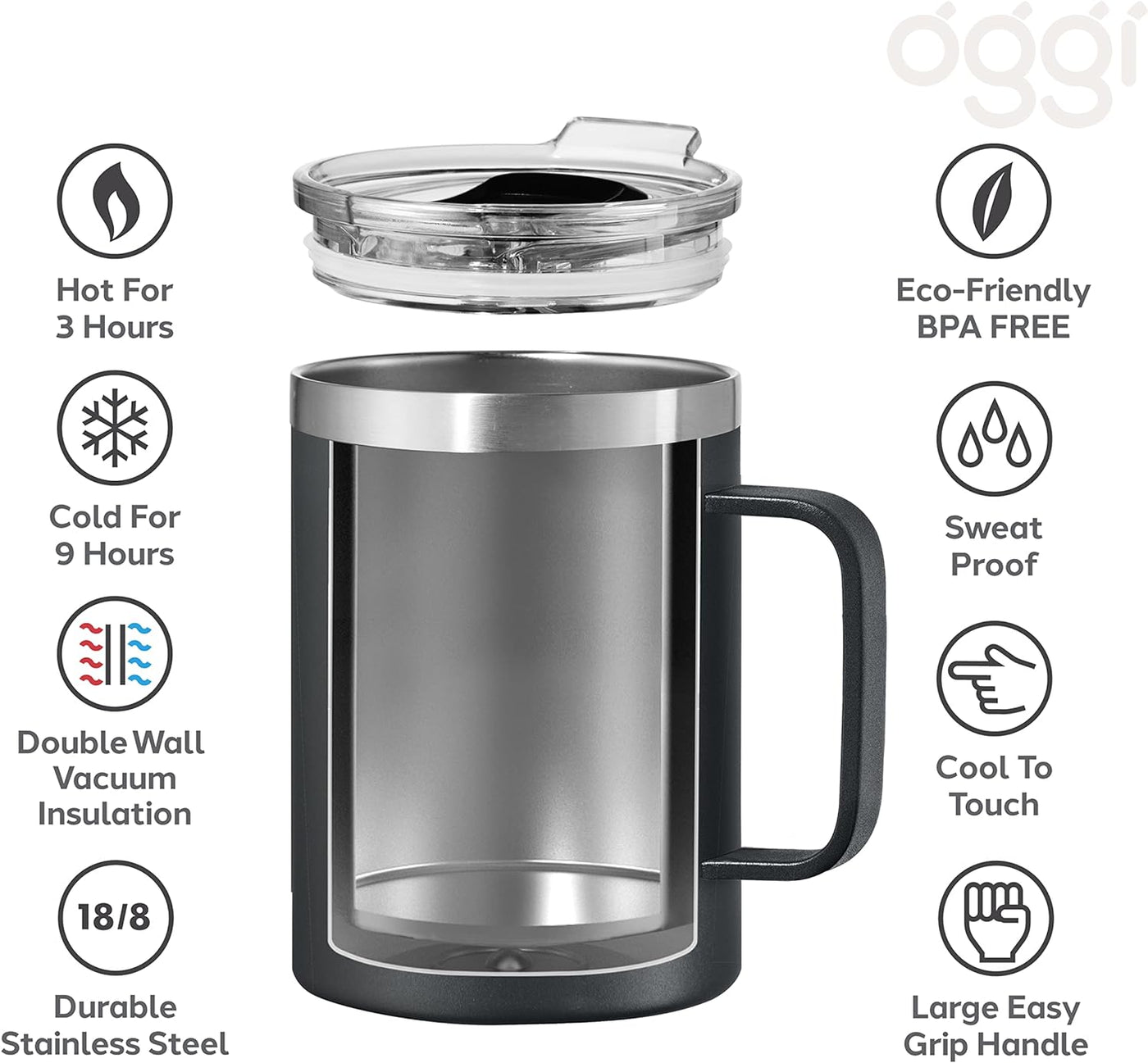 Mug Insulado Con Asas (Negro) De Metal