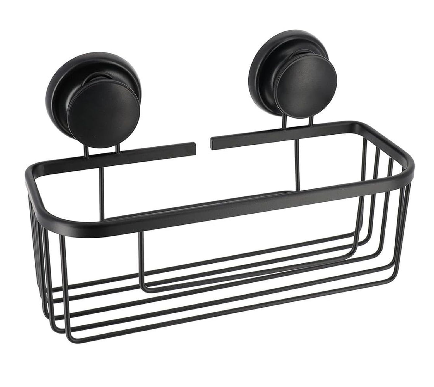 Cesta Rectangular (Negro) Con Ventosas De Metal