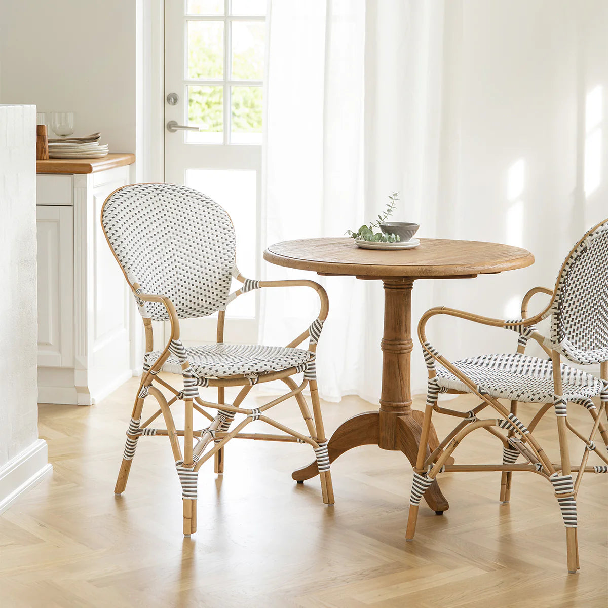 Silla De Comedor Tejido De Rattán (Blanco) Estructura De Madera