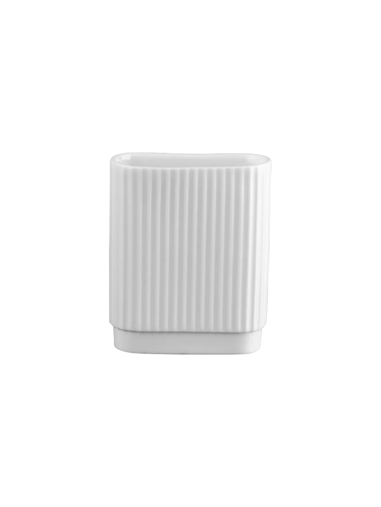 Mini Florero (Blanco) Estriado Rectangular De Cerámica