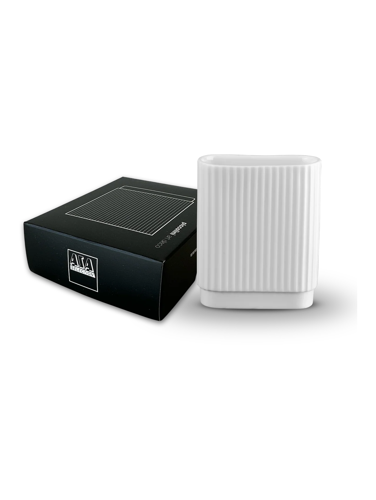 Mini Florero (Blanco) Estriado Rectangular De Cerámica