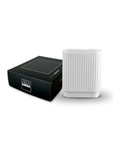 Mini Florero (Blanco) Estriado Rectangular De Cerámica