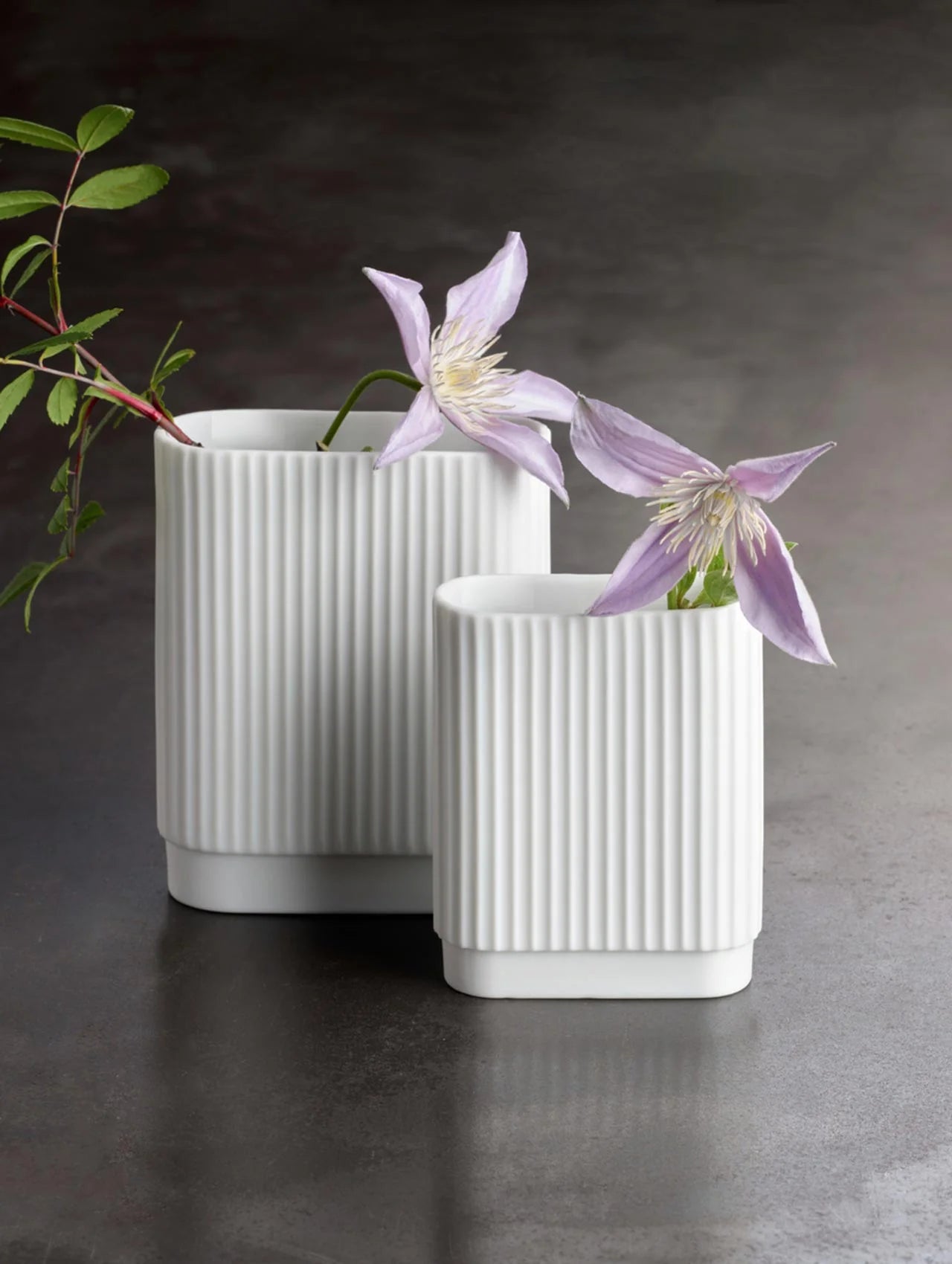 Mini Florero (Blanco) Estriado Rectangular De Cerámica