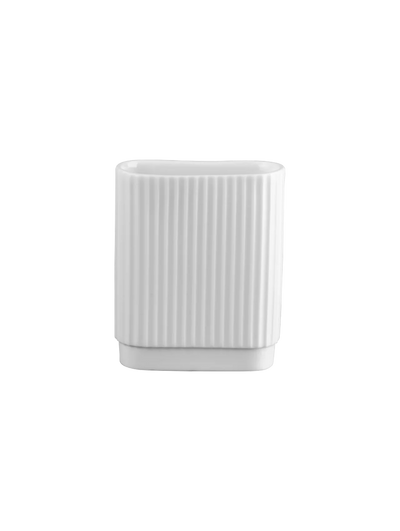 Mini Florero (Blanco) Estriado Rectangular De Cerámica