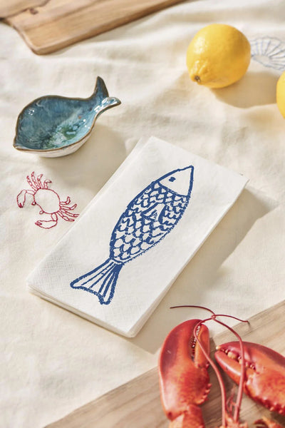 Set X 16 Servilletas (Pez Azúl) De Papel