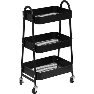 Mueble Organizador 3 Niveles Con Ruedas (Negro) De Metal