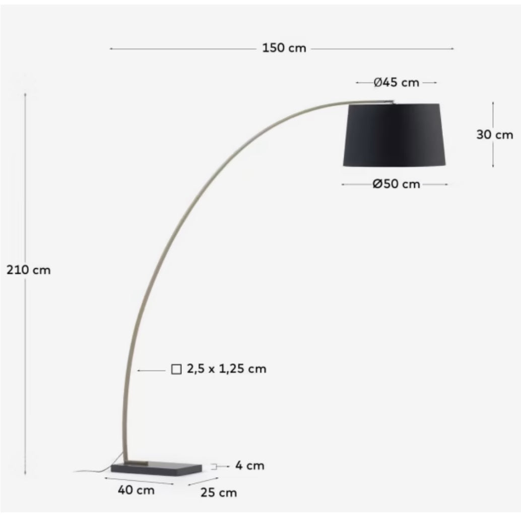 Lámpara De Pie Base De Mármol Y Estructura De Metal