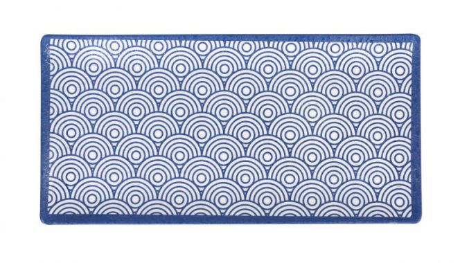 Bandeja Rectangular Diseño Ondas Azules 30 Cm De Melamina