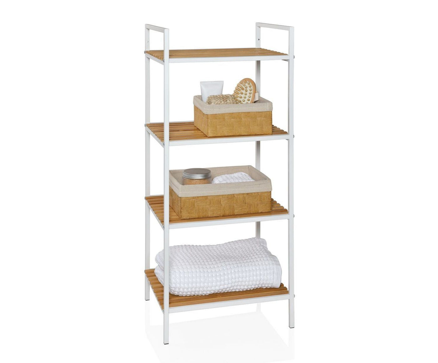 Rack Organizador Para Baño 4 Niveles (Blanco) De Metal