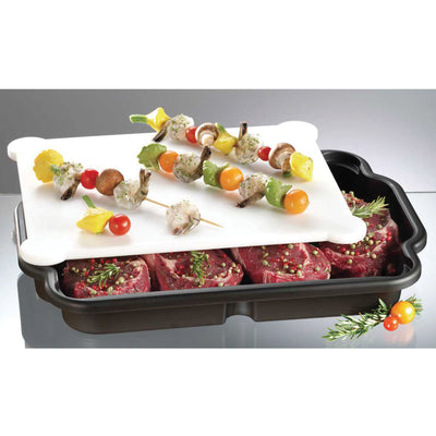 Bandeja Rectangular Con Tabla De Picar (Blanca) De Plastico