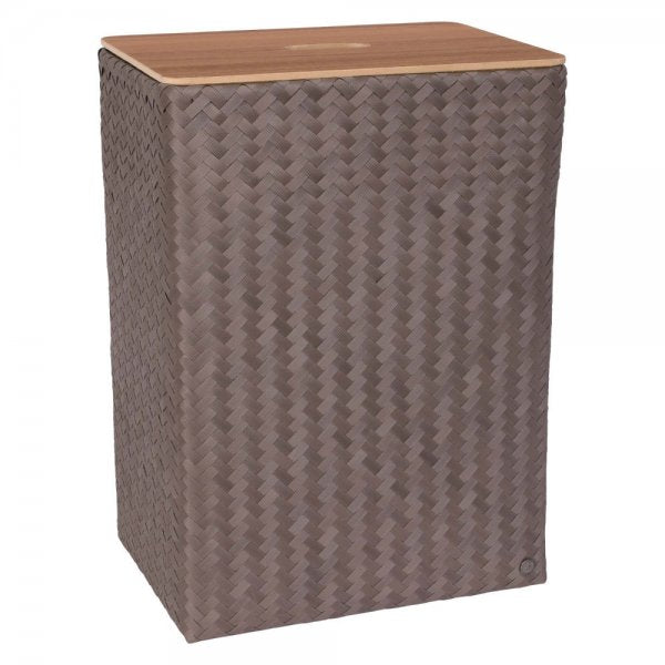 Cesta Organizadora Rectangular Con Tapa De Madera Color (Marrón) De Plástico