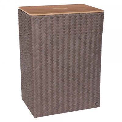 Cesta Organizadora Rectangular Con Tapa De Madera Color (Marrón) De Plástico