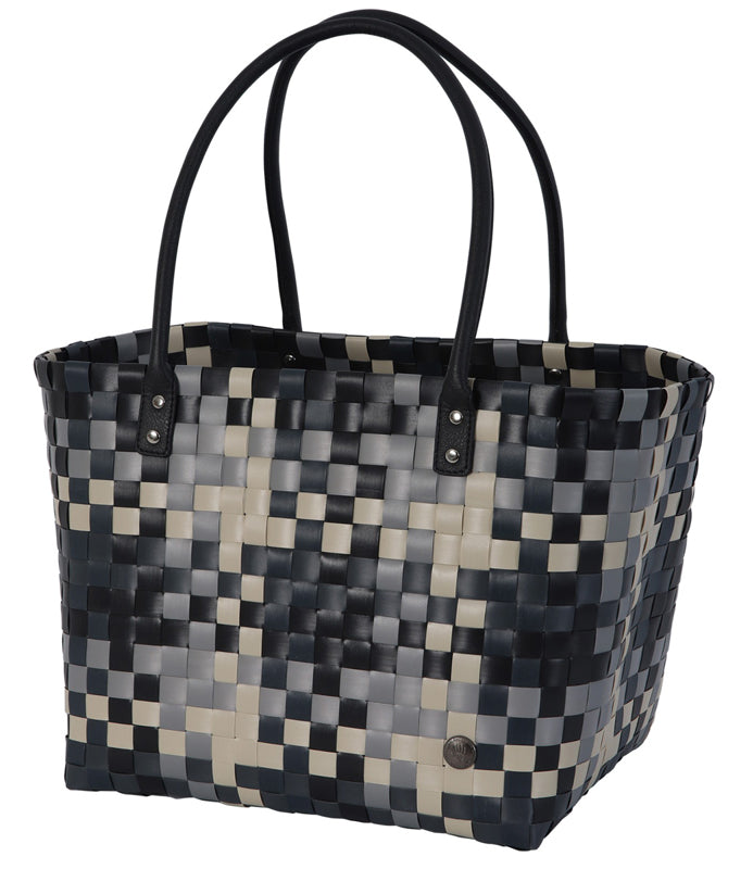 Bolso (Negro/Gris) Con Asas De Pvc