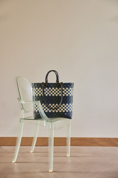 Bolso Con Asas (Colores Varios: Azúl, Verde, Beige) De Pvc