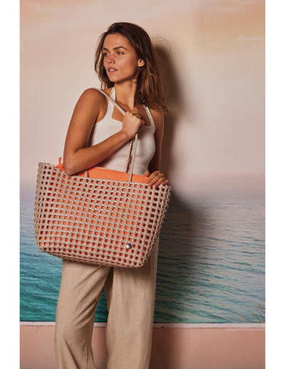 Bolso Calado (Beige/Naranja) De Pvc