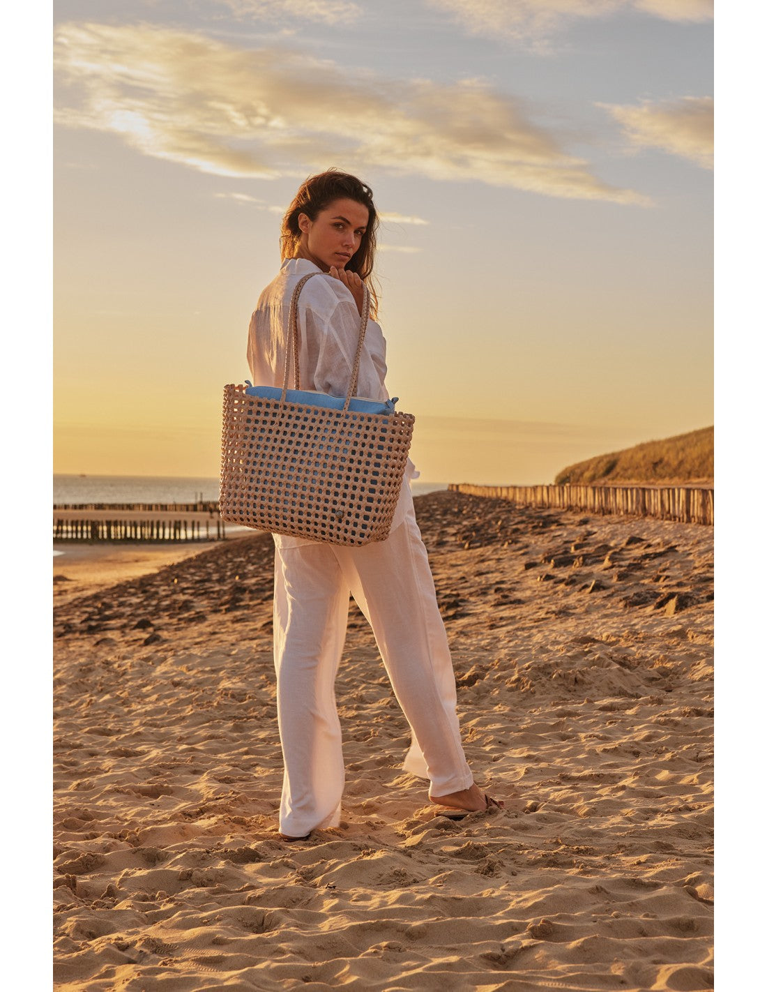 Bolso Calado (Beige/Azúl) De Pvc