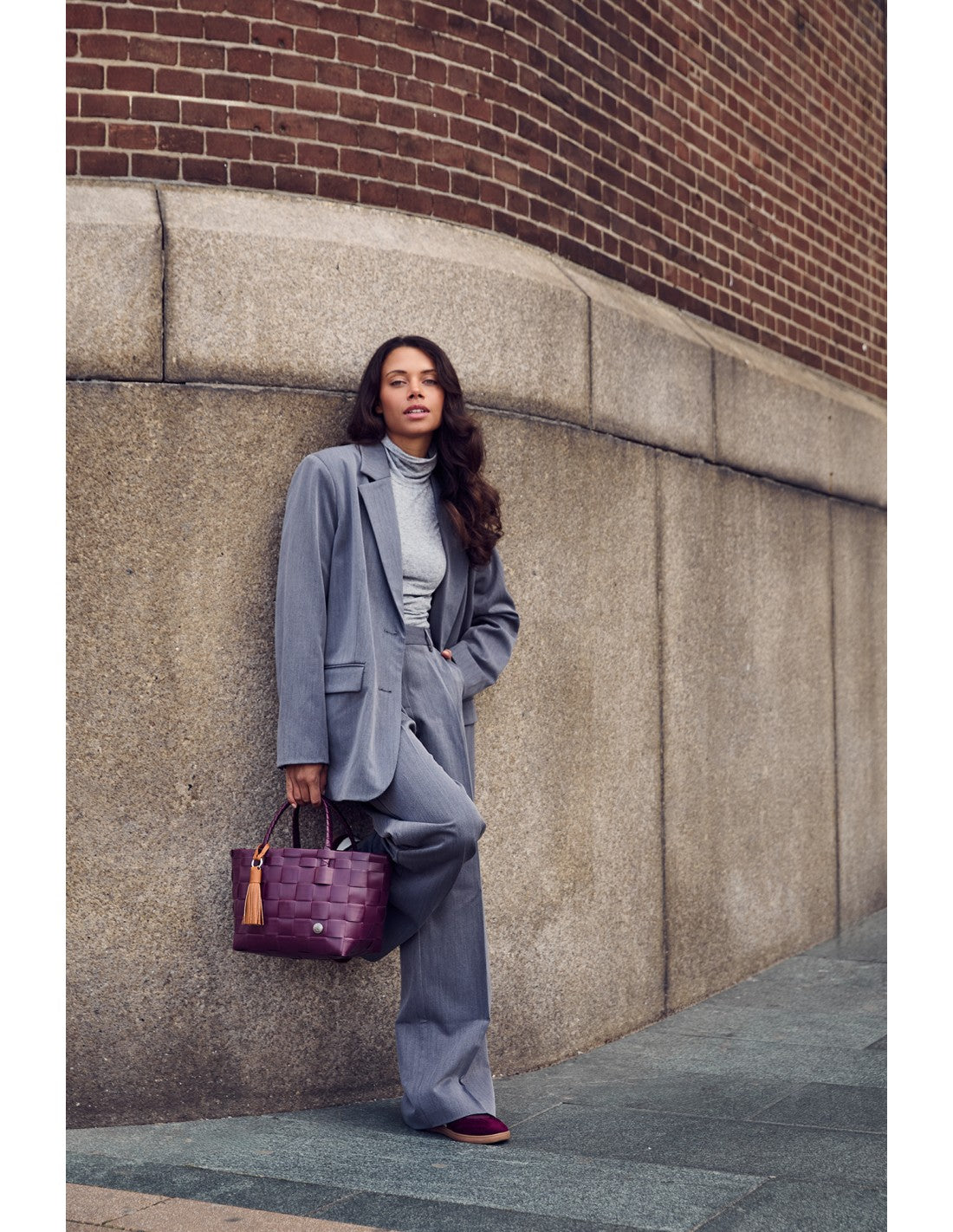 Bolso Pequeño (Guinda) Con Asas De Pvc