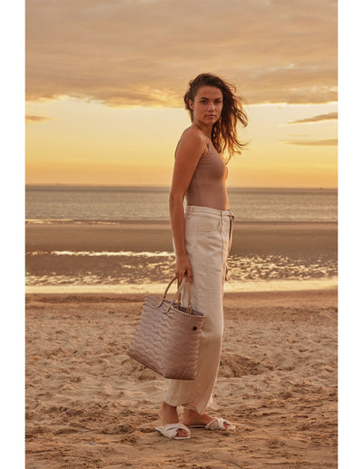 Bolso (Crema) Con Asas De Pvc