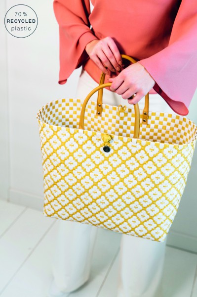 Bolso (Amarillo) Grande Con Asas Pequeño De Pvc