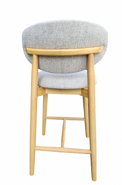 Silla Alta Para Bar Tapizado Beige Estructura De Madera