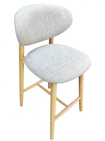 Silla Alta Para Bar Tapizado Beige Estructura De Madera