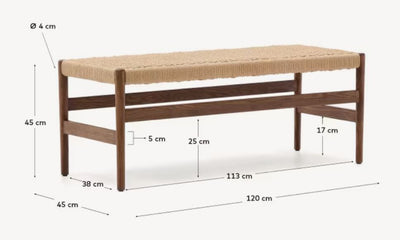 Banco Rectangular Asiento De Cuerda Estructura De Madera