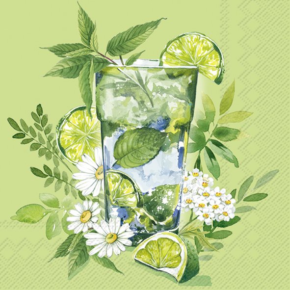 Set De 20 Servilletas Cocktail (Green Drink) De Papel