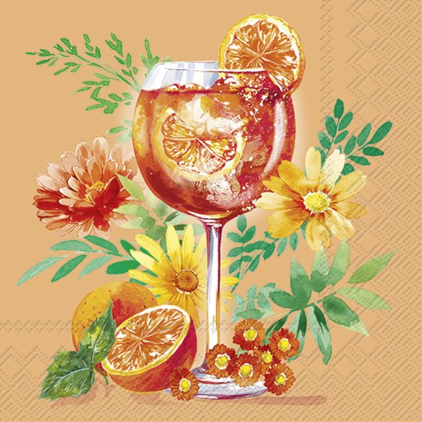 Set De 20 Servilletas Cocktail (Orange Drink) De Papel