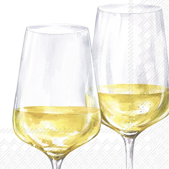 Set De 20 Servilletas Cocktail (Copas Vino Blanco) De Papel