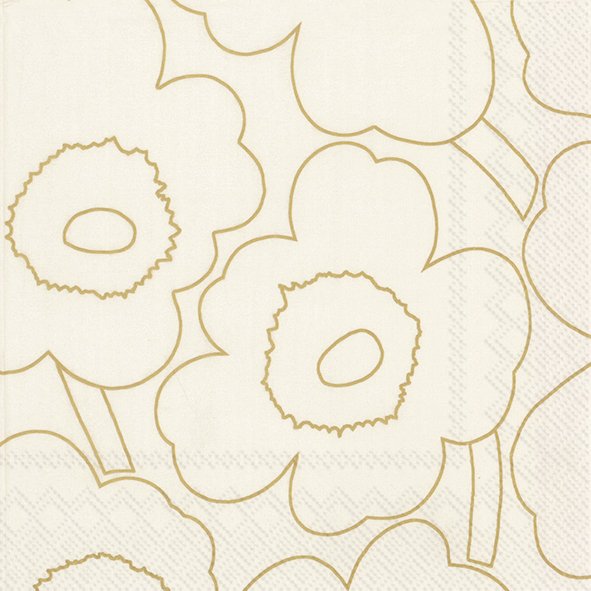 Set De 20 Servilletas De Cocktail (Trazo Flores Beige) De Papel