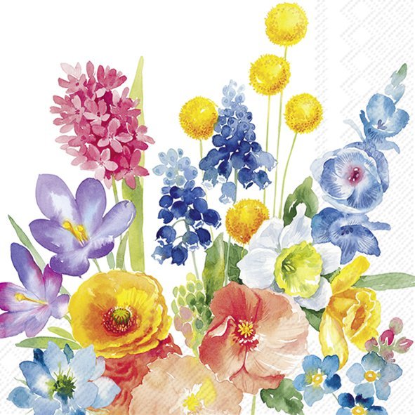 Set De 20 Servilletas (Flores Jardin) Cocktail De Papel