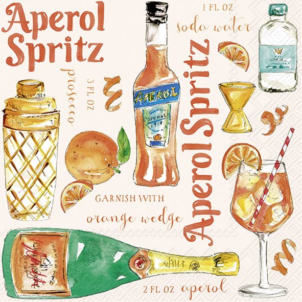 Set De 20 Servilletas Cocktail (Botellas + Bebidas) De Papel