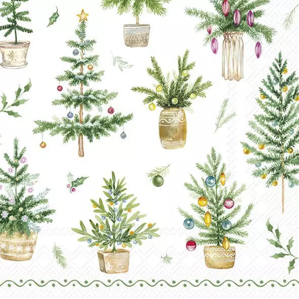 Set De 20 Servilletas Cocktail (Navideño Árbol) De Papel