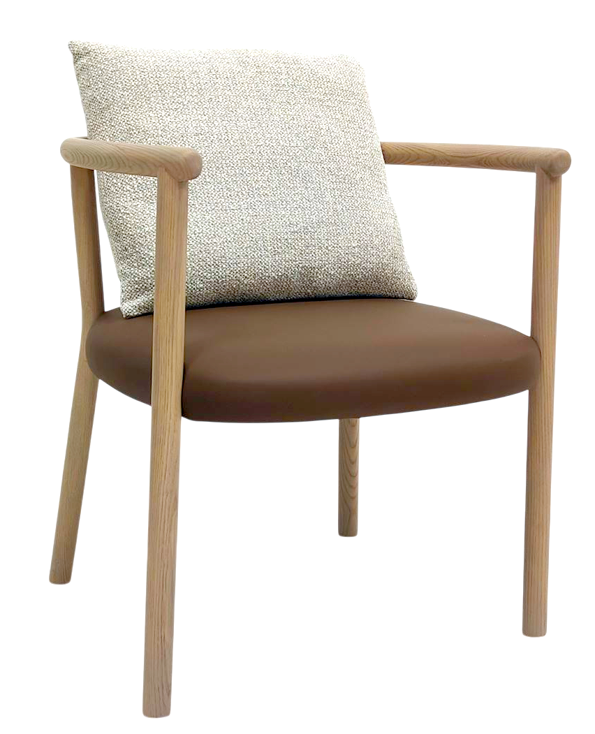 Silla De Comedor Tapizado (Marrón) Con Cojín Estructura De Madera