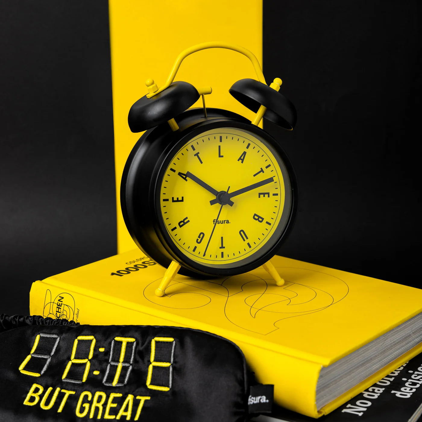 Reloj Despertador Retro (Amarillo Y Negro) De Metal