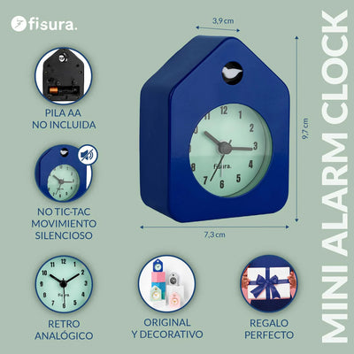 Reloj Despertador (Azúl) Mini Casita De Metal