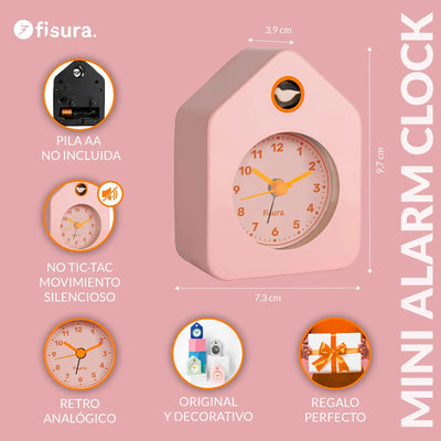 Reloj Despertador (Rosado) Mini Casita De Metal