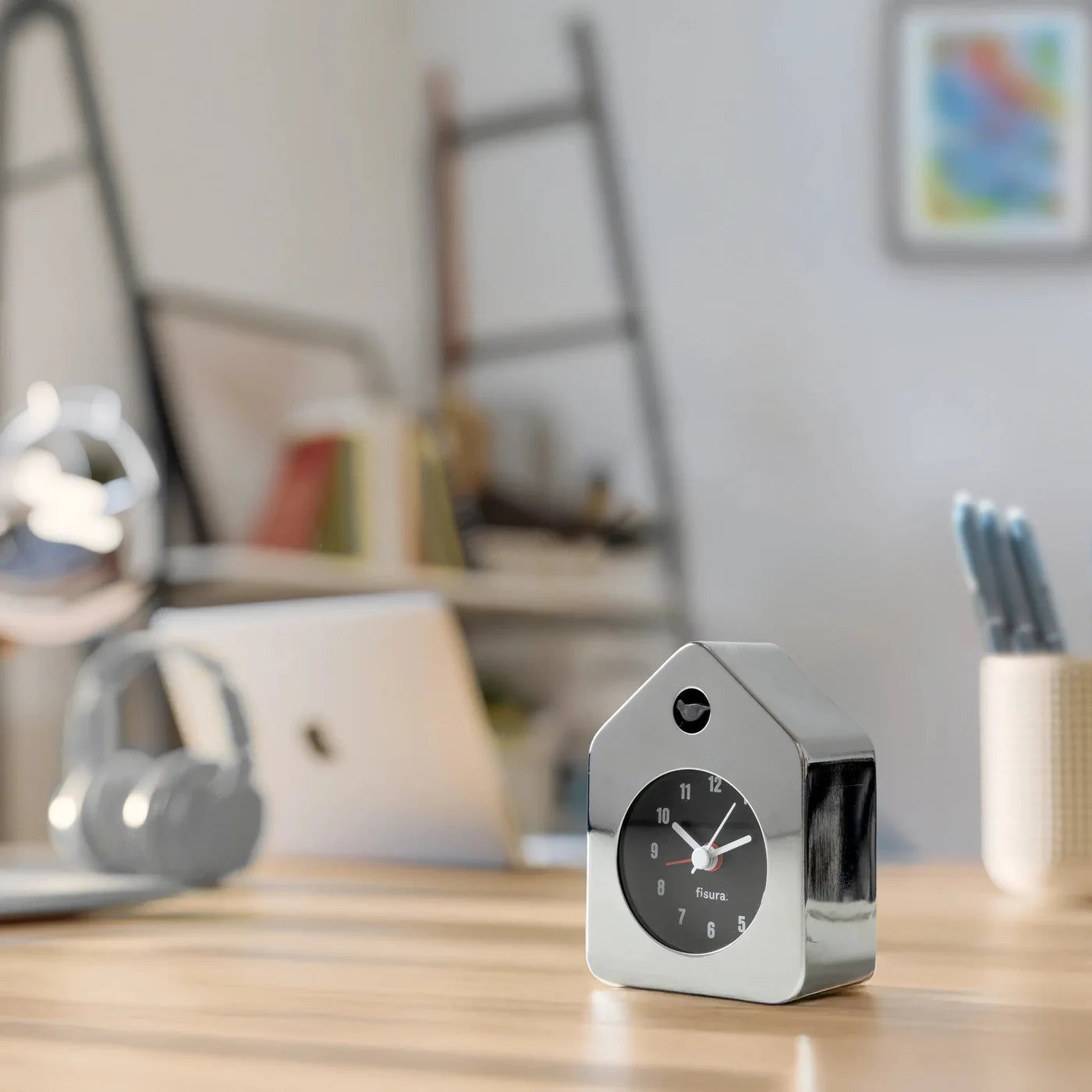 Reloj Despertador (Plateado) Mini Casita De Metal