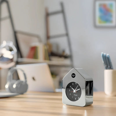 Reloj Despertador (Plateado) Mini Casita De Metal