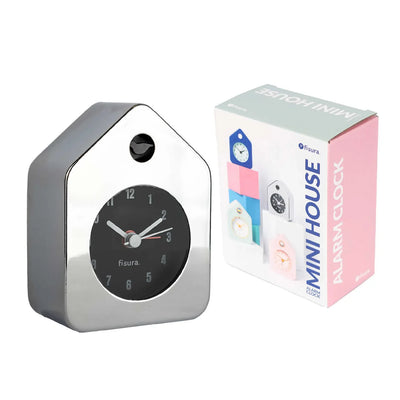 Reloj Despertador (Plateado) Mini Casita De Metal