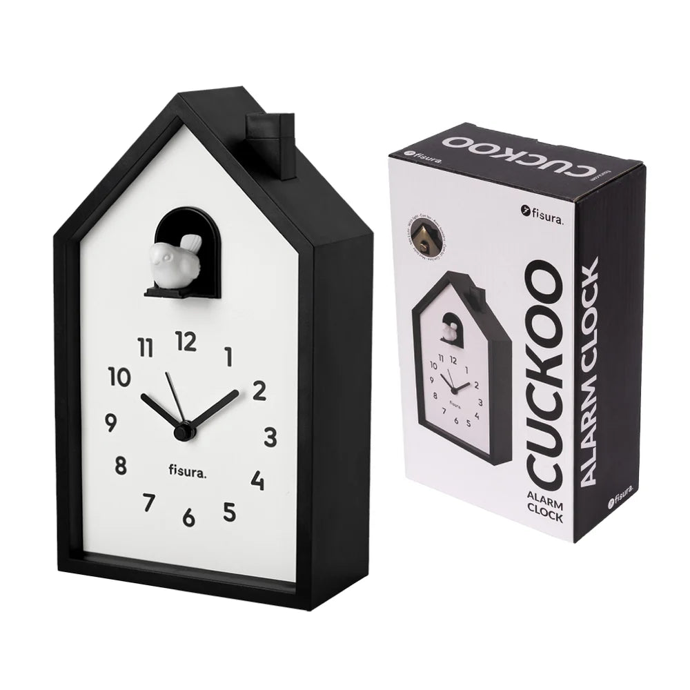 Reloj Despertador Casita (Blanco Y Negro) De Plástico