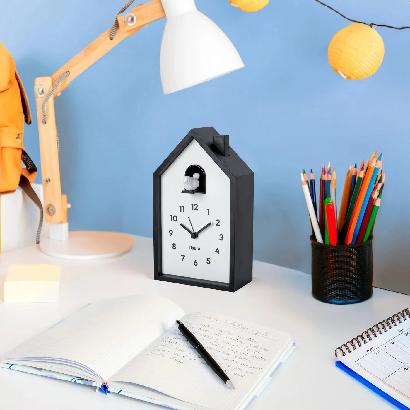 Reloj Despertador Casita (Blanco Y Negro) De Plástico